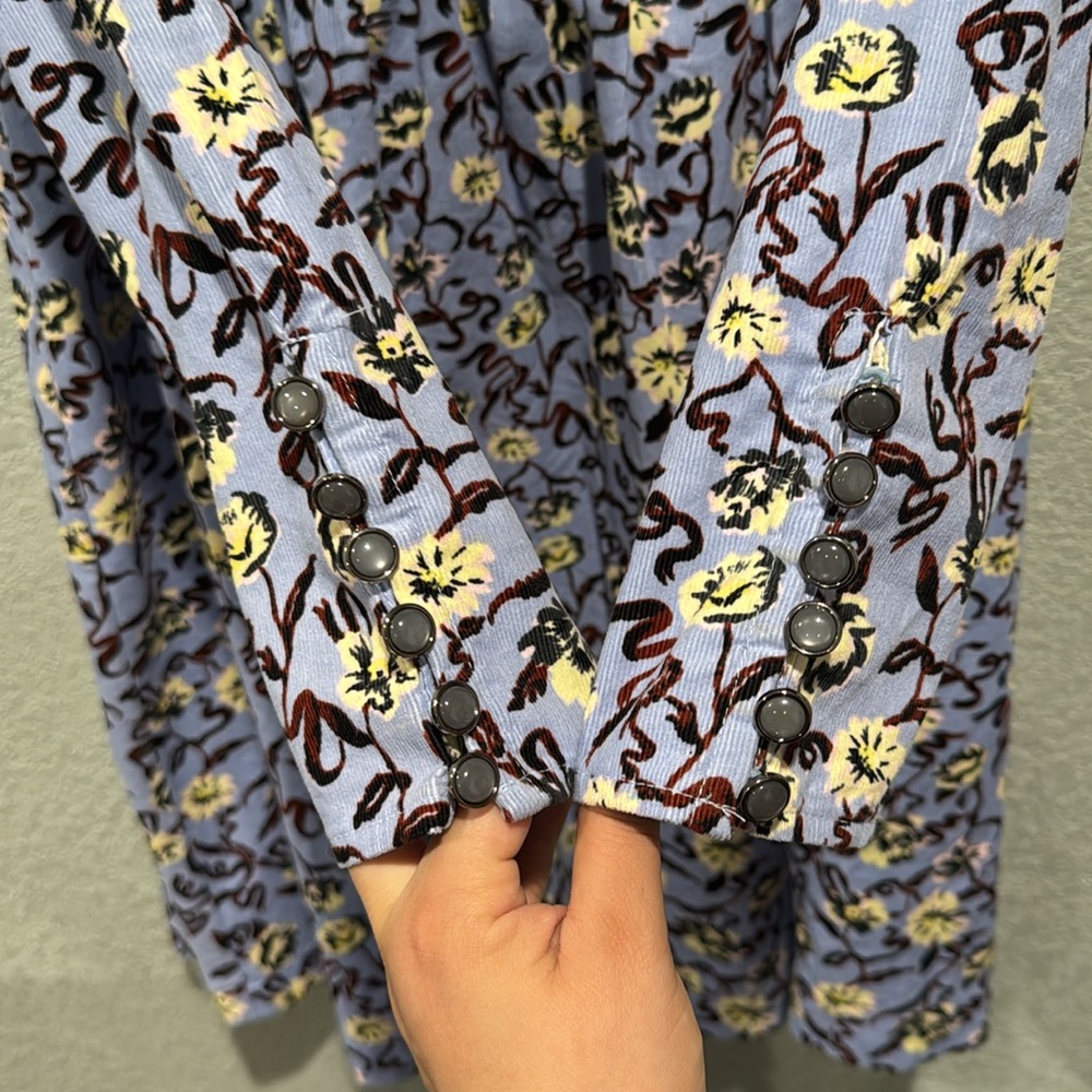 FREE PEOPLE NWOT Floral Corduroy Mini Dress for Fall/Summer - Picture 7 of 10